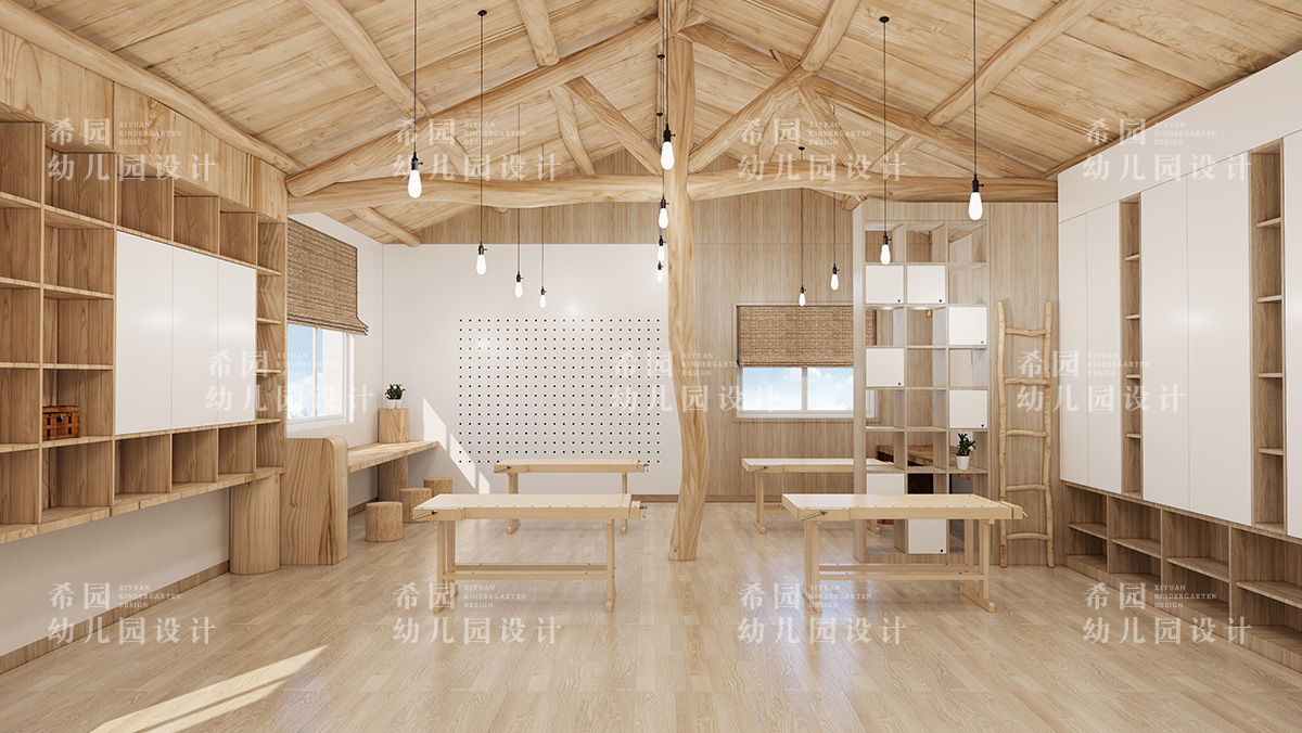 幼兒園內的巧手匠心之木工坊設計